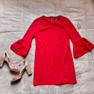 Red Bell Sleeve Mini Dress